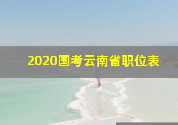 2020国考云南省职位表