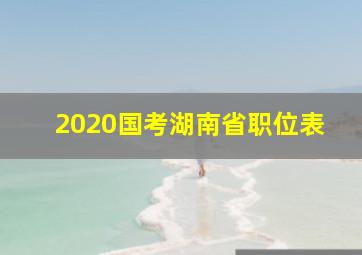 2020国考湖南省职位表