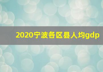 2020宁波各区县人均gdp