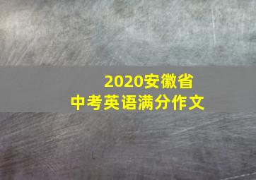 2020安徽省中考英语满分作文