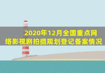 2020年12月全国重点网络影视剧拍摄规划登记备案情况