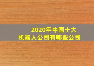 2020年中国十大机器人公司有哪些公司