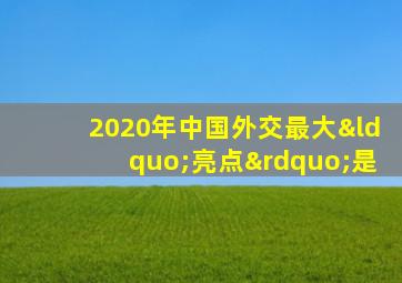 2020年中国外交最大“亮点”是