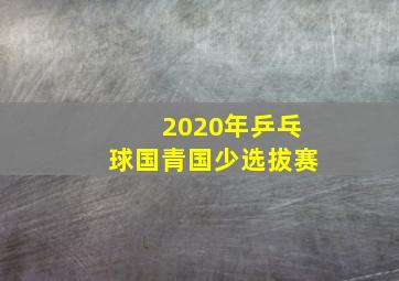 2020年乒乓球国青国少选拔赛