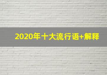 2020年十大流行语+解释