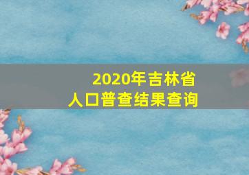 2020年吉林省人口普查结果查询