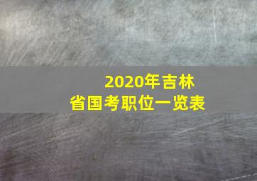 2020年吉林省国考职位一览表