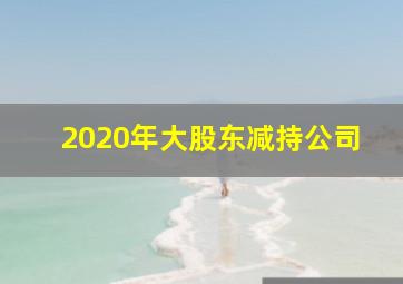 2020年大股东减持公司