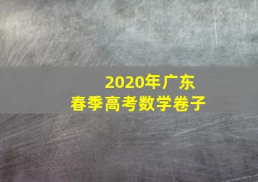 2020年广东春季高考数学卷子