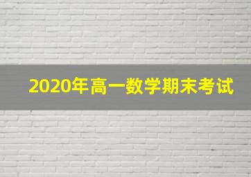 2020年高一数学期末考试