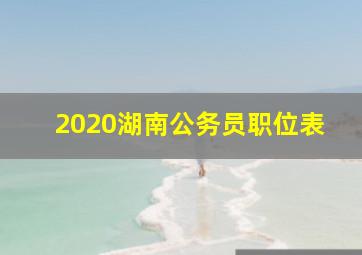 2020湖南公务员职位表