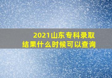 2021山东专科录取结果什么时候可以查询