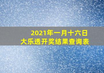 2021年一月十六日大乐透开奖结果查询表