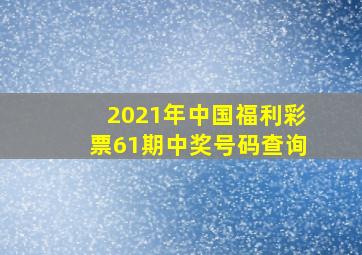 2021年中国福利彩票61期中奖号码查询