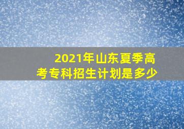 2021年山东夏季高考专科招生计划是多少