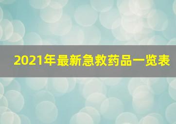 2021年最新急救药品一览表