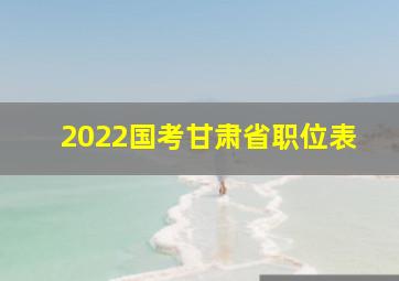 2022国考甘肃省职位表