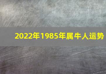 2022年1985年属牛人运势