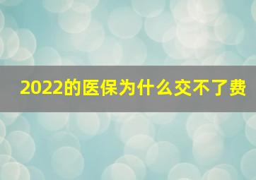 2022的医保为什么交不了费