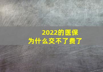 2022的医保为什么交不了费了