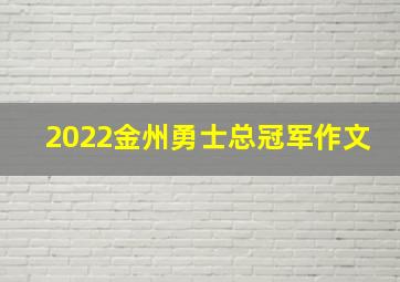 2022金州勇士总冠军作文