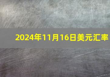 2024年11月16日美元汇率