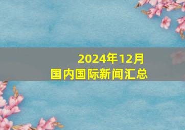 2024年12月国内国际新闻汇总