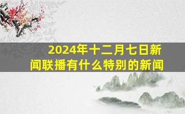 2024年十二月七日新闻联播有什么特别的新闻