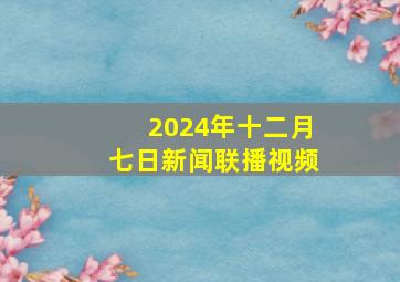 2024年十二月七日新闻联播视频