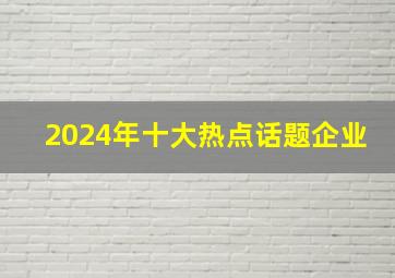 2024年十大热点话题企业