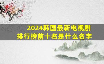 2024韩国最新电视剧排行榜前十名是什么名字