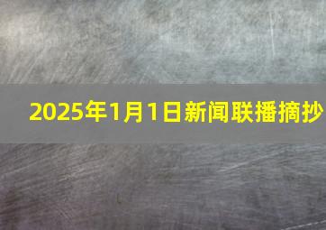 2025年1月1日新闻联播摘抄