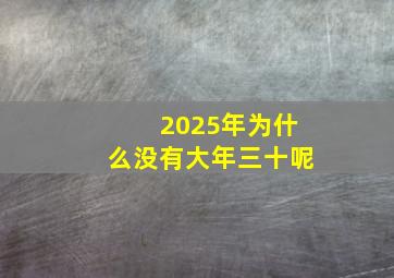 2025年为什么没有大年三十呢