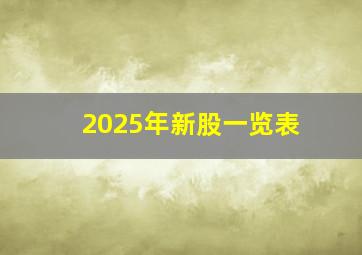 2025年新股一览表