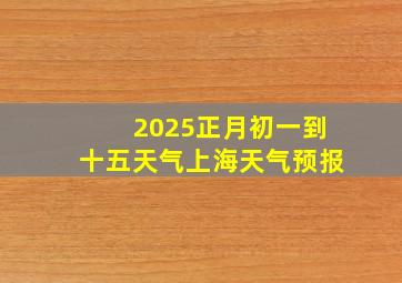 2025正月初一到十五天气上海天气预报