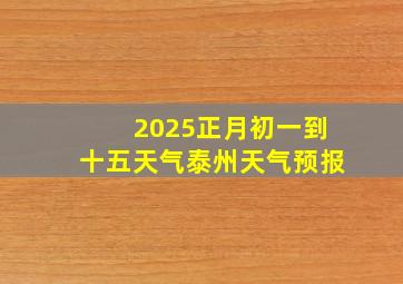 2025正月初一到十五天气泰州天气预报