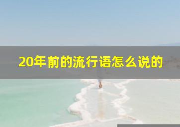 20年前的流行语怎么说的