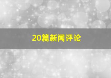 20篇新闻评论