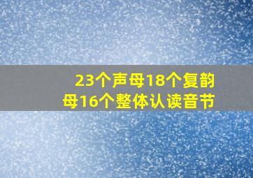 23个声母18个复韵母16个整体认读音节