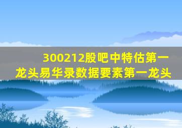 300212股吧中特估第一龙头易华录数据要素第一龙头