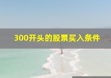 300开头的股票买入条件