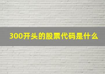 300开头的股票代码是什么