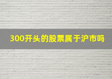 300开头的股票属于沪市吗