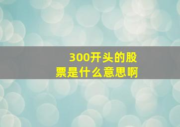 300开头的股票是什么意思啊