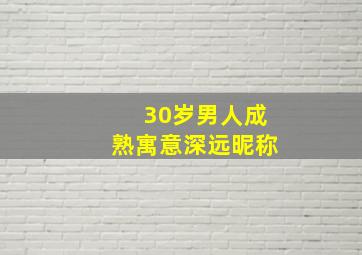 30岁男人成熟寓意深远昵称