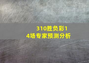 310胜负彩14场专家预测分析