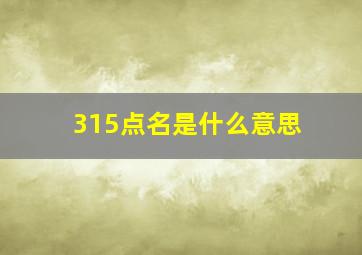 315点名是什么意思