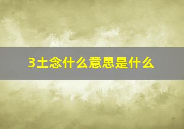 3土念什么意思是什么