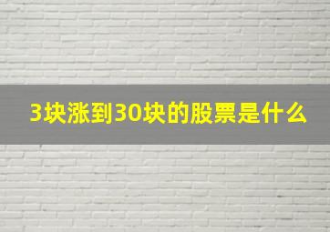 3块涨到30块的股票是什么