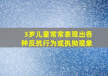 3岁儿童常常表现出各种反抗行为或执拗现象